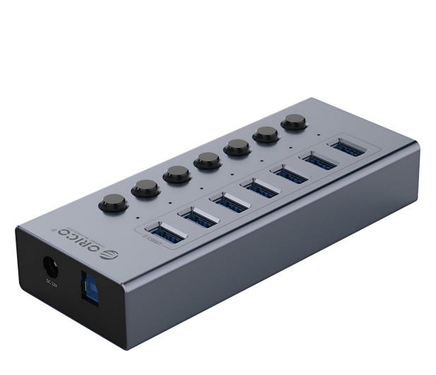 Orico 7x USB-A 3.0 z włącznikami - szary - 1343437 - zdjęcie 3